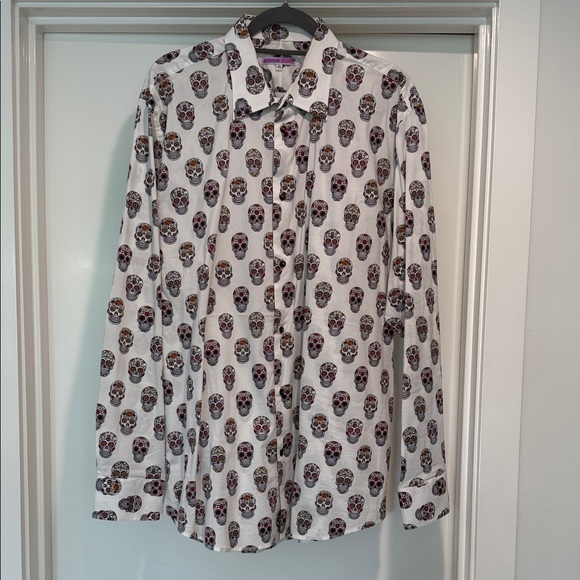 Men's Multicolor Skull Print Casual Shirt - Picture 1 of 4